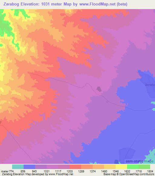 Zarabog,Uzbekistan Elevation Map