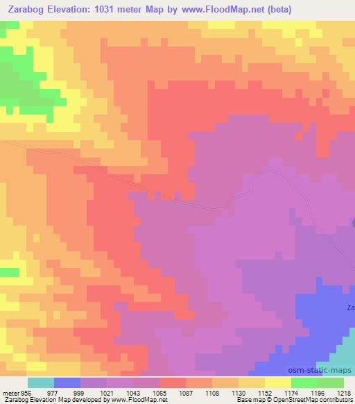 Zarabog,Uzbekistan Elevation Map