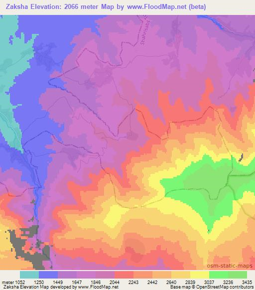 Zaksha,Uzbekistan Elevation Map