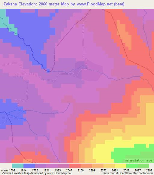 Zaksha,Uzbekistan Elevation Map