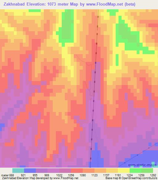 Zakhnabad,Uzbekistan Elevation Map