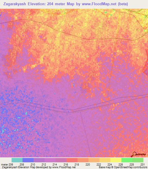 Zagarakyash,Uzbekistan Elevation Map