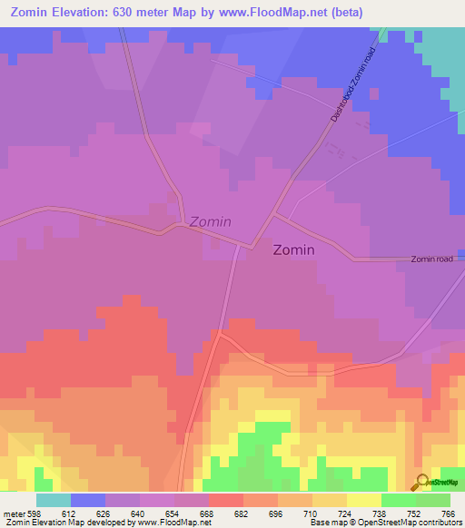 Zomin,Uzbekistan Elevation Map