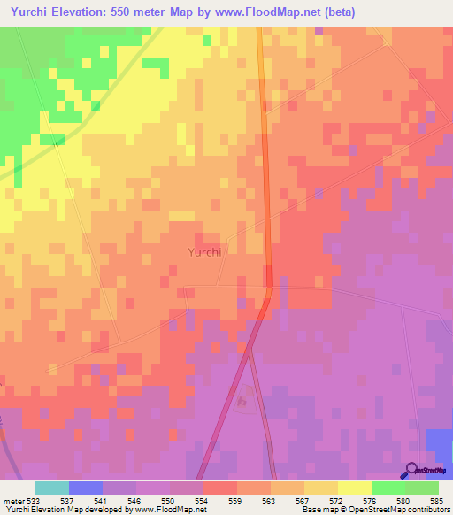 Yurchi,Uzbekistan Elevation Map