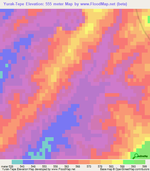 Yurak-Tepe,Uzbekistan Elevation Map