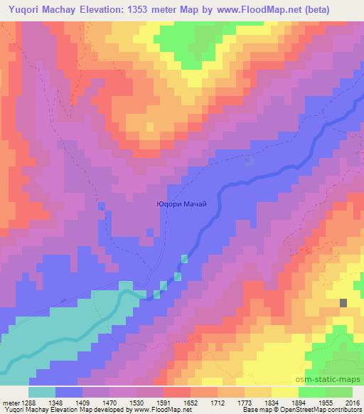 Yuqori Machay,Uzbekistan Elevation Map