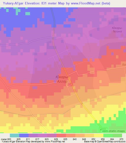 Yukary-Al'gar,Uzbekistan Elevation Map
