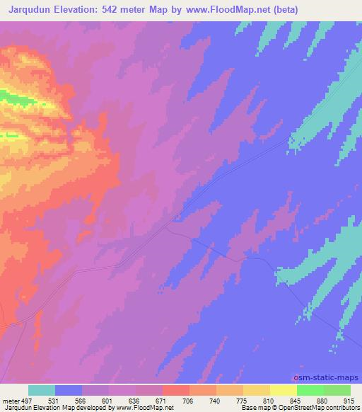 Jarqudun,Uzbekistan Elevation Map