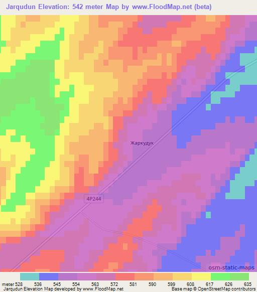 Jarqudun,Uzbekistan Elevation Map