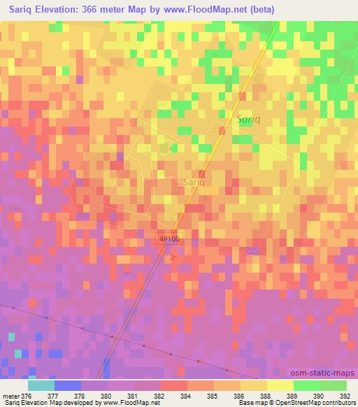 Sariq,Uzbekistan Elevation Map