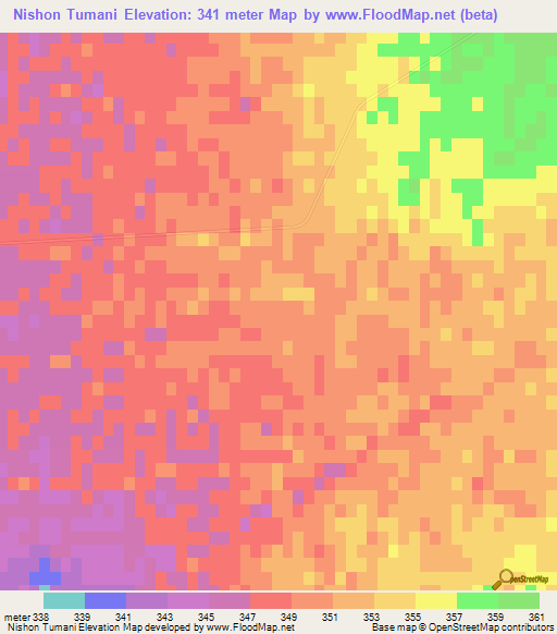 Nishon Tumani,Uzbekistan Elevation Map