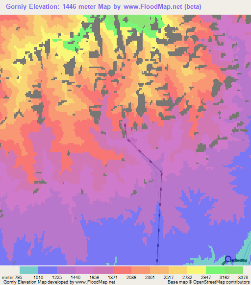 Gorniy,Uzbekistan Elevation Map