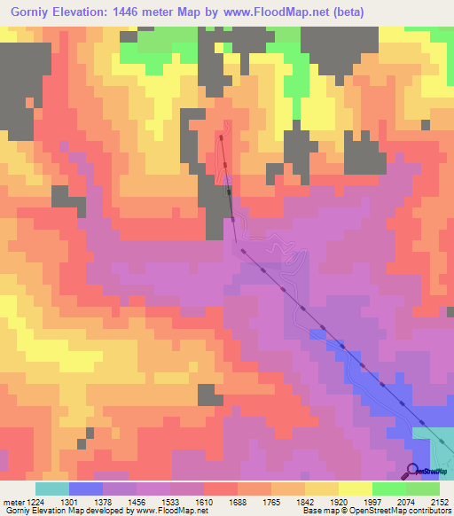 Gorniy,Uzbekistan Elevation Map