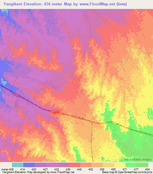 Yangikent,Uzbekistan Elevation Map