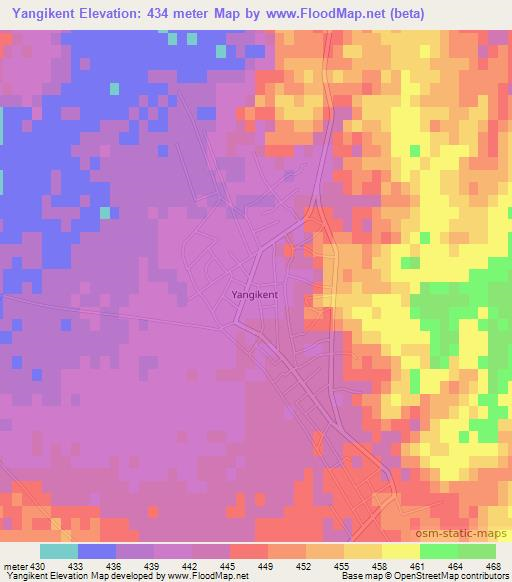 Yangikent,Uzbekistan Elevation Map