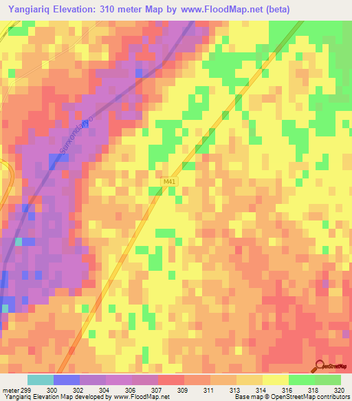 Yangiariq,Uzbekistan Elevation Map