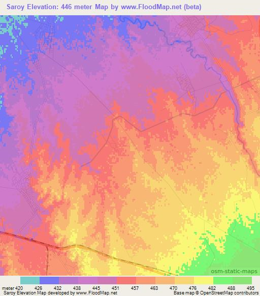 Saroy,Uzbekistan Elevation Map