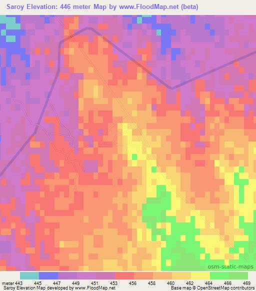 Saroy,Uzbekistan Elevation Map