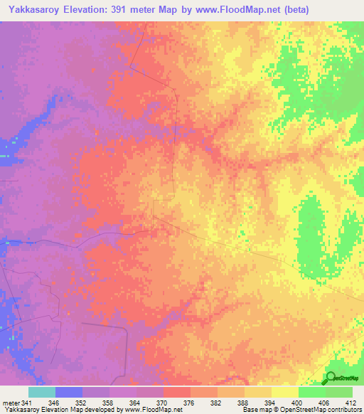 Yakkasaroy,Uzbekistan Elevation Map