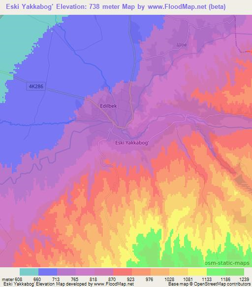 Eski Yakkabog',Uzbekistan Elevation Map