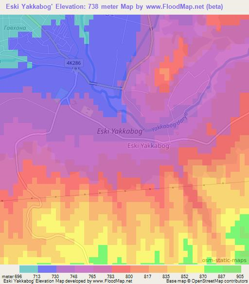 Eski Yakkabog',Uzbekistan Elevation Map