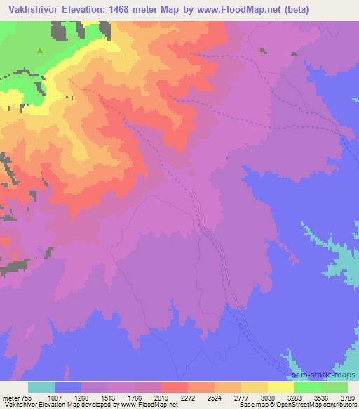 Vakhshivor,Uzbekistan Elevation Map