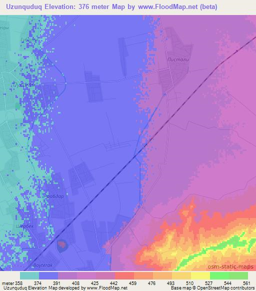 Uzunquduq,Uzbekistan Elevation Map
