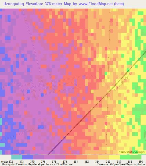 Uzunquduq,Uzbekistan Elevation Map