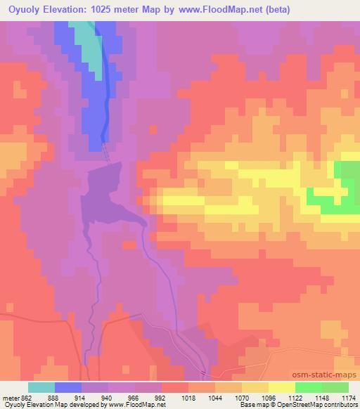 Oyuoly,Uzbekistan Elevation Map