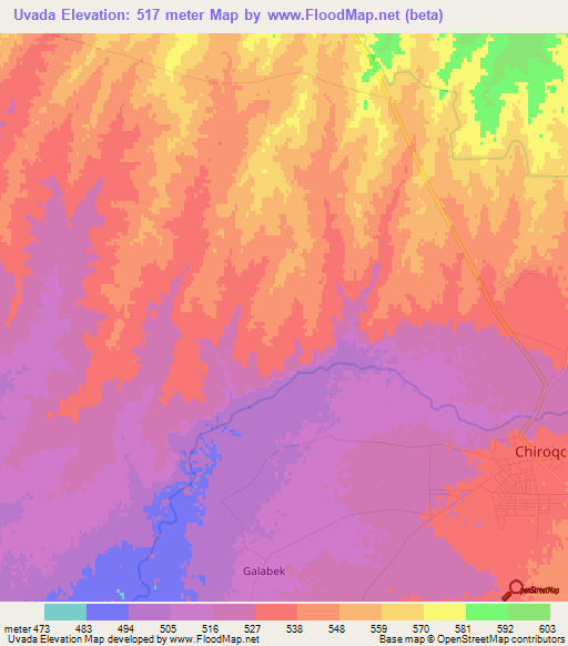 Uvada,Uzbekistan Elevation Map