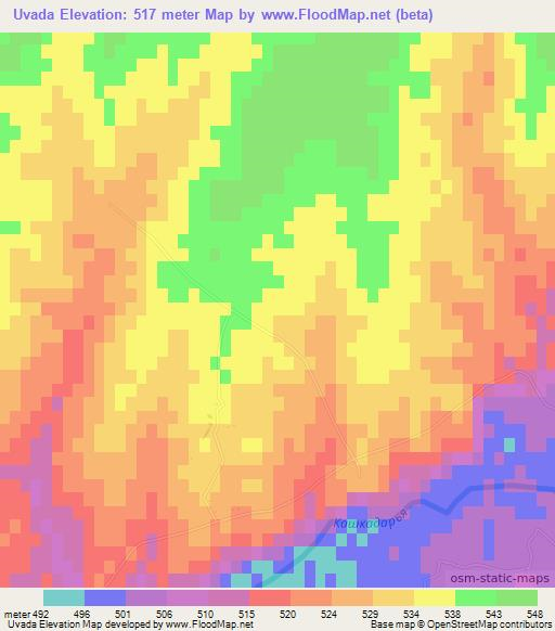 Uvada,Uzbekistan Elevation Map