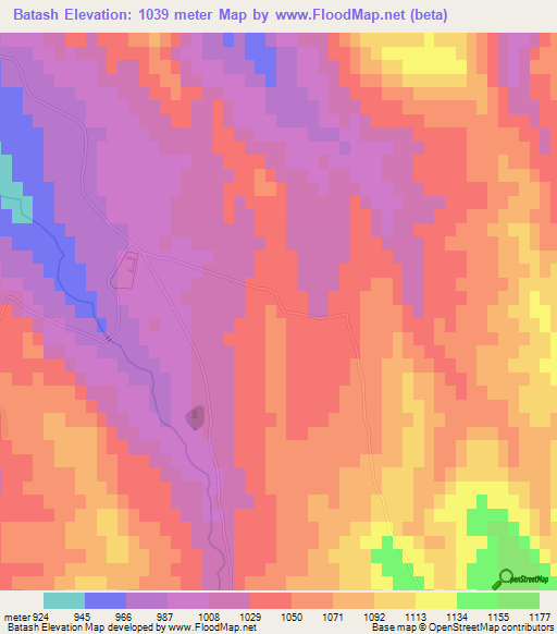 Batash,Uzbekistan Elevation Map