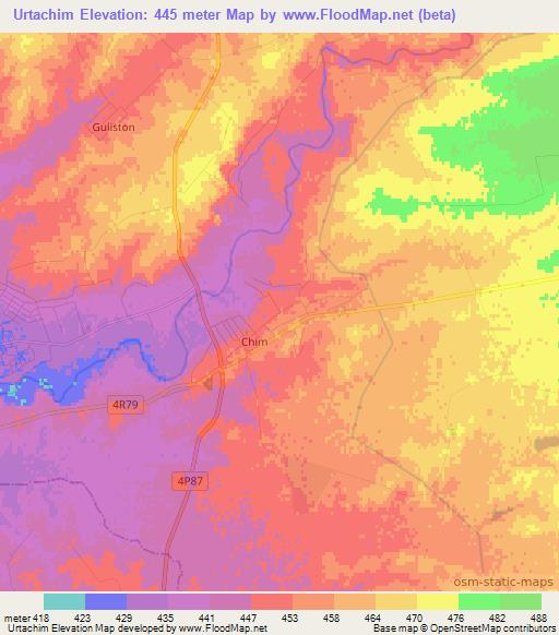 Urtachim,Uzbekistan Elevation Map