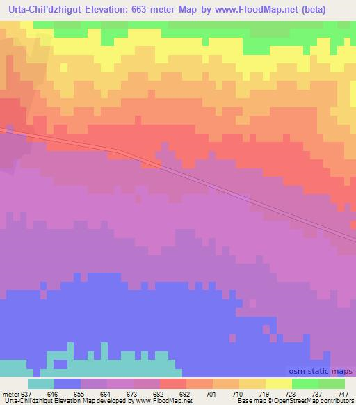 Urta-Chil'dzhigut,Uzbekistan Elevation Map