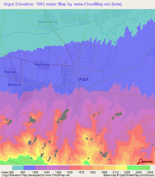 Urgut,Uzbekistan Elevation Map