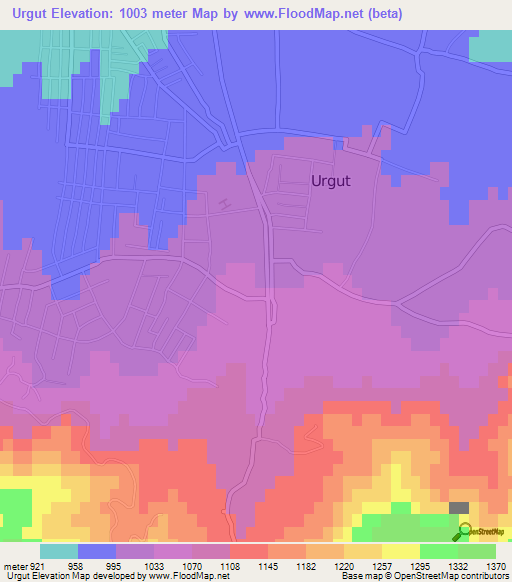 Urgut,Uzbekistan Elevation Map