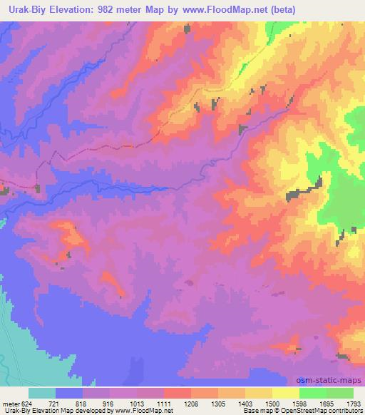 Urak-Biy,Uzbekistan Elevation Map