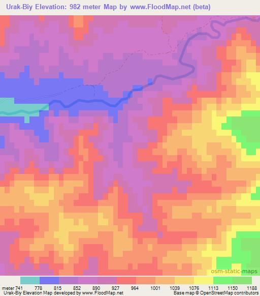 Urak-Biy,Uzbekistan Elevation Map