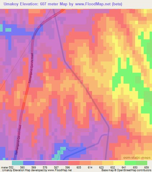 Umakoy,Uzbekistan Elevation Map