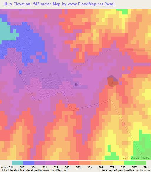 Ulus,Uzbekistan Elevation Map