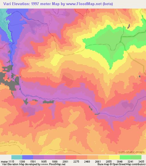 Vari,Uzbekistan Elevation Map