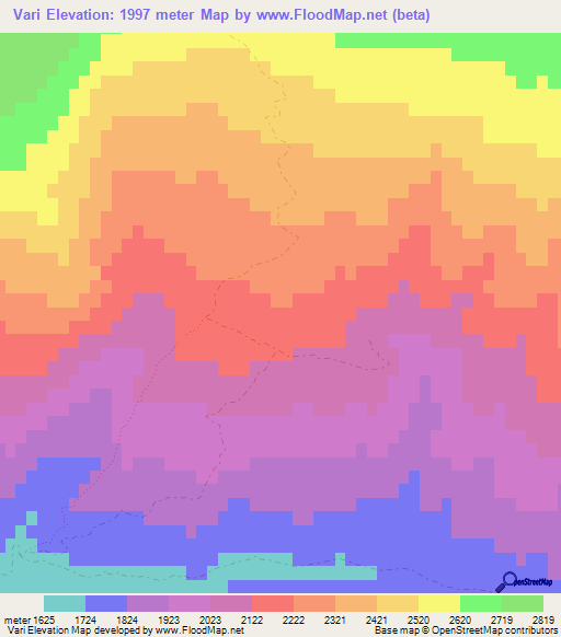 Vari,Uzbekistan Elevation Map