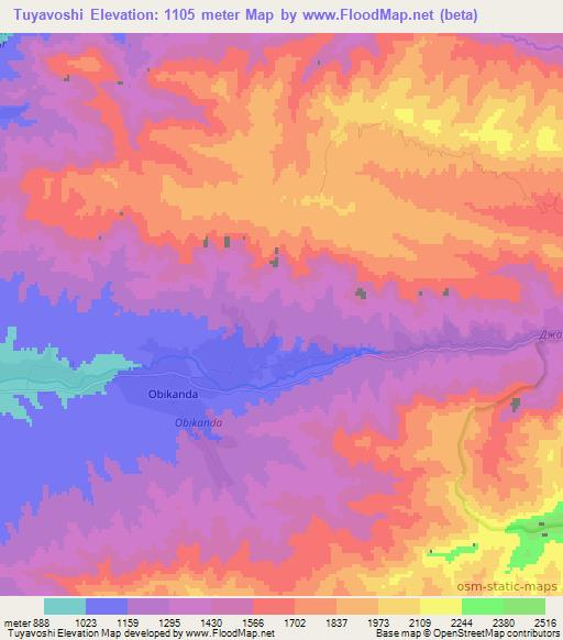 Tuyavoshi,Uzbekistan Elevation Map