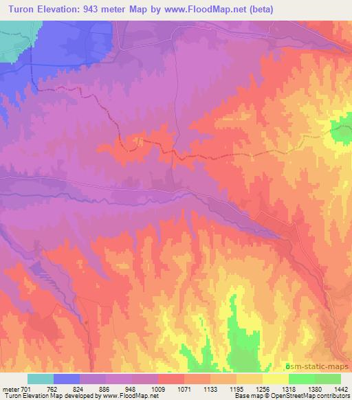 Turon,Uzbekistan Elevation Map