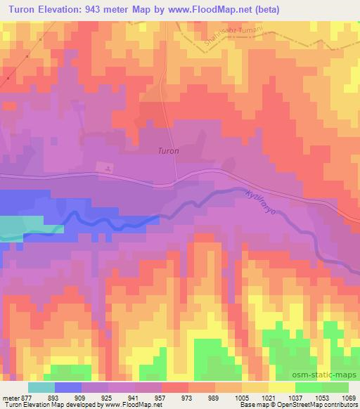 Turon,Uzbekistan Elevation Map