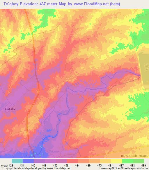 To`qboy,Uzbekistan Elevation Map