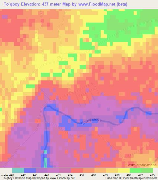 To`qboy,Uzbekistan Elevation Map