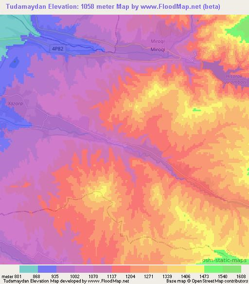 Tudamaydan,Uzbekistan Elevation Map