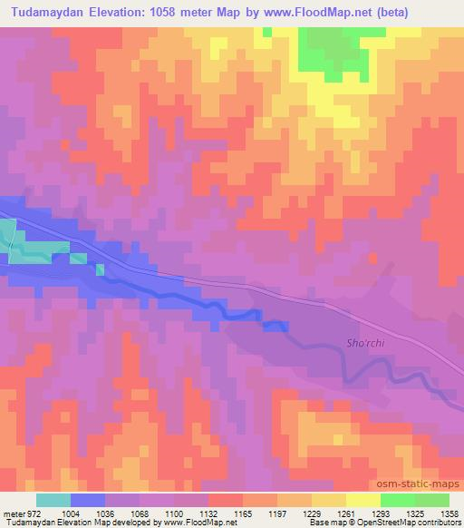 Tudamaydan,Uzbekistan Elevation Map