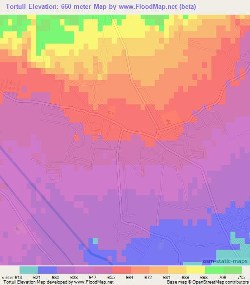 Tortuli,Uzbekistan Elevation Map